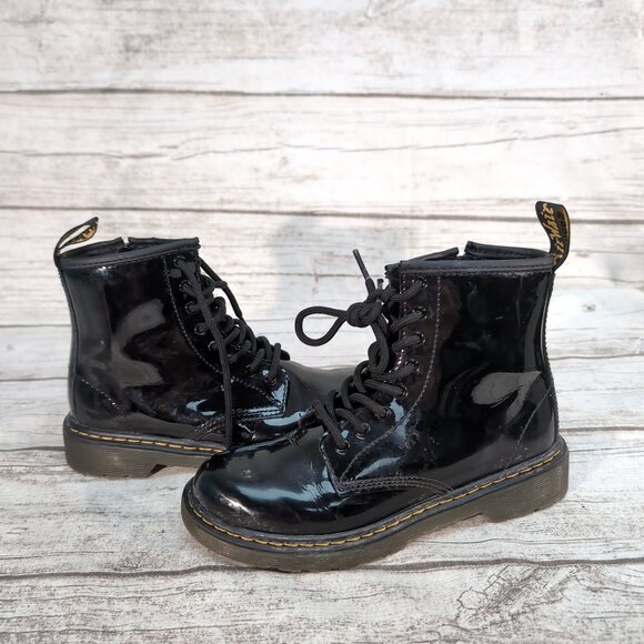 Dr. Martens 1460J Black Patent Leather Combat Boots – Youth Girls Size 2 - Picture 6 of 10